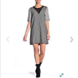 NEW BCBG NWT Womens Modern Short Sleeve Dress Shift Large L Black Comb Gray $88